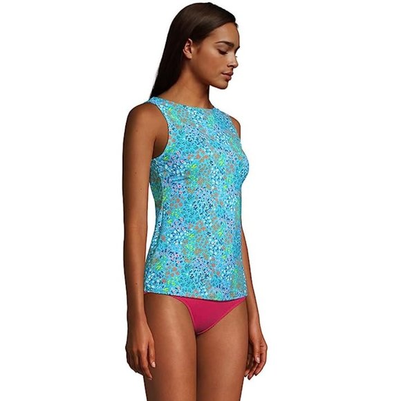NWT Lands End Womens Chlorine Resistant High Neck Tankini Top Size 8DDD $90 I394 - Picture 1 of 3